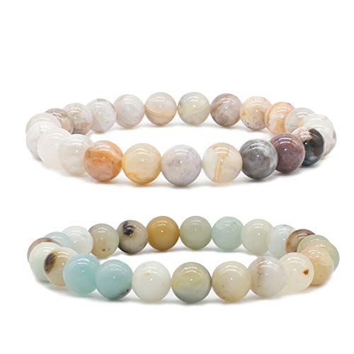Armband aus natürlichen Edelsteinen und Halbedelsteinen mit Heilkristallen, dehnbar, runde Perlen, verstärkt positive Energie von generic