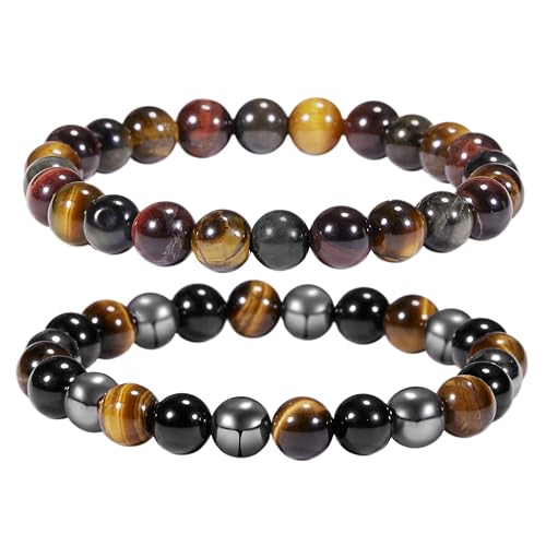 Armband aus natürlichen Edelsteinen und Halbedelsteinen mit Heilkristallen, dehnbar, runde Perlen, verstärkt positive Energie von generic