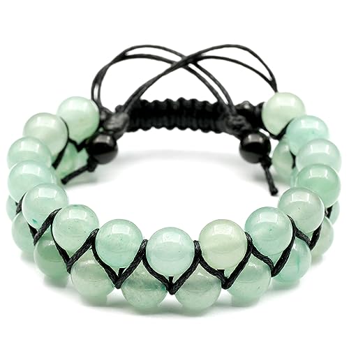 Armband aus natürlichen grünen Aventurin-Perlen, echter Edelstein, Gelegenheitsstein, Kristall-Makramee, Unisex (Männer) von generic