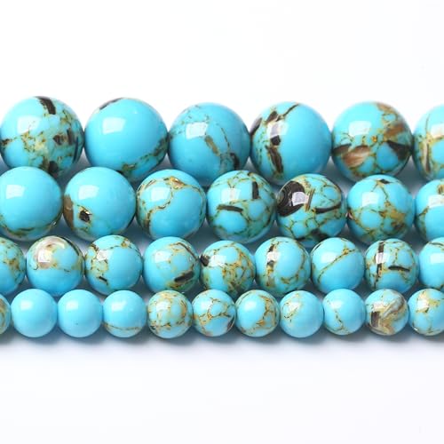 Blaue Muschel-Türkis-Steinperlen zur Schmuckherstellung, DIY-Armband, Halskette, Schmuckherstellung, 1 Strang, 39,4 cm, 60 Stück, 6 mm von generic
