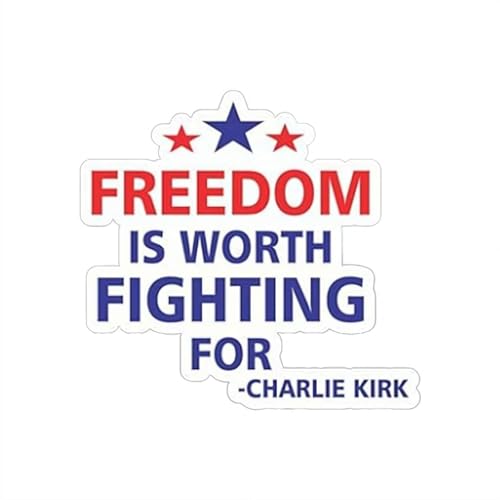 Charlie Kirk Bumper Sticker, Freedom Is Worth Fighting True Hero Car Bumper Stickers Decals Decor, Justice for Charlie Silenced But Not Forgotten Tribute Decal for Car Truck Window (Red E 1pcs) von generic