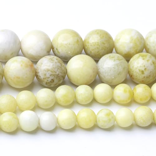 Cremegrüne echte Steinperlen zur Schmuckherstellung, 1 Strang, 15,5 Zoll, 60 Stück, 6 mm von generic