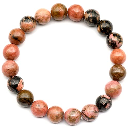 Dehnbares Armband aus natürlichen Rhodonitperlen, echter rosa Kristall, Stier, Edelstein elastisch, 8 mm Perlen, Modeschmuck von generic