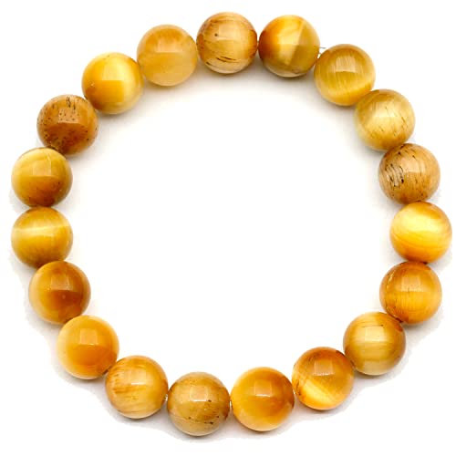 Dehnbares Armband aus natürlichen goldenen Tigerauge-Perlen, echter Goldkristall, Löwe, Edelstein elastisch, 8 mm Perlen, Modeschmuck von generic