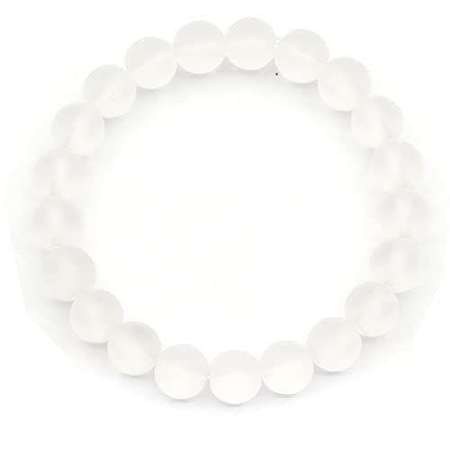 Dehnbares Armband aus natürlichen matten Quarzperlen, echter weißer Kristall, Steinbock, Edelstein elastisch, 8 mm Perlen, Modeschmuck, Heilung von generic