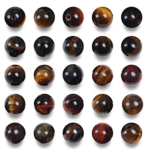 Dreifarbige Tigerauge-Perlen zur Schmuckherstellung, 8 mm, runde Steinperlen für Armbänder, Naturstein, 46 Stück/Strang von generic