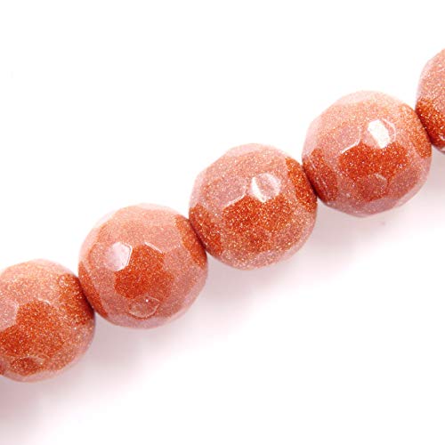 Facettierte Perlen aus natürlichem Edelstein zur Schmuckherstellung, Verkauf pro Beutel, 5 Stränge im Inneren (Goldsandstein, 6 mm) von generic