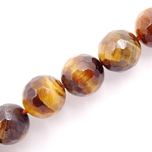 Facettierte Perlen aus natürlichem Edelstein zur Schmuckherstellung, Verkauf pro Beutel, 5 Stränge im Inneren (Tigeraugenstein, 8 mm) von generic