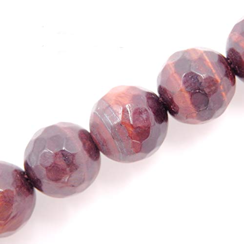 Facettierte Perlen aus natürlichem Edelstein zur Schmuckherstellung, Verkauf pro Beutel, 5 Stränge im Inneren (roter Tigeraugenstein, 8 mm) von generic