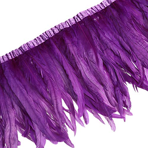 Fransenbesatz aus natürlichen Hahnenfedern – 91,4 cm breite Nähfeder-Basteldekoration für selbstgemachte Kleidungsaccessoires, 25,4–30,5 cm breit (lila) von generic
