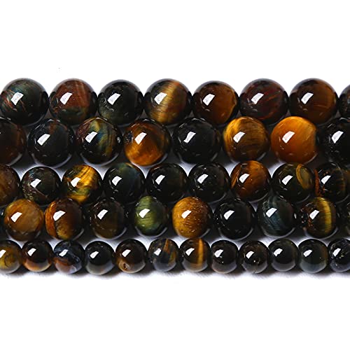 Gelb-blaue Tigerauge-Perlen, Naturstein, rund, lose Perlen, Energie-Edelstein, Heilkraft für die Schmuckherstellung, 8 mm, 46 Stück, 38,1 cm von generic