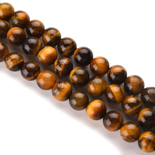 Gelbe Tigerauge-Perlen aus Naturstein, Form von Edelsteinperlen für Heimwerker, 38,1 cm (Gelbes Tigerauge, 8 mm) von generic