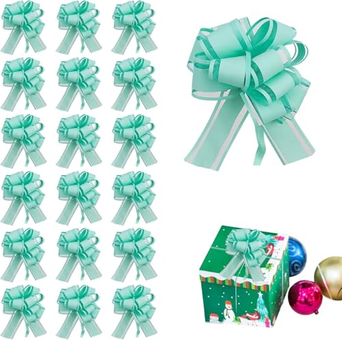 Große goldene Satinbandschleifen zum Verpacken von Weihnachtsgeschenken, geeignet für Weihnachtsgeschenkkörbe und Weinflaschendekoration 20 große Kordelzugschleifen (Hellblau) von generic