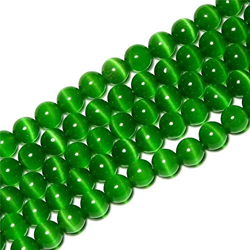 Grüne Katzenaugen-Perlen, rund, 4 mm, Halbedelstein, lose Perlen zur Schmuckherstellung (95–100 Stück/Strang) von generic