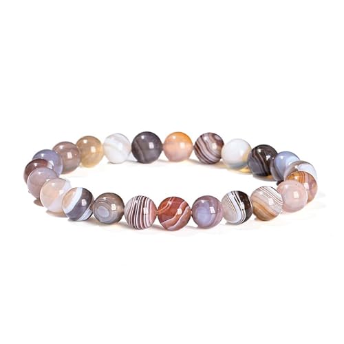 Handgefertigtes Stretch-Armband aus Edelsteinen, 8 mm, runde Perlen, 17,8 cm, Unisex (3A Naturgrau und Golfachat) von generic