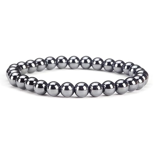 Handgefertigtes Stretch-Armband aus Edelsteinen, 8 mm, runde Perlen, 17,8 cm, Unisex (3A natürlicher schwarzer Gallenstein) von generic