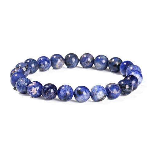 Handgefertigtes Stretch-Armband aus Edelsteinen, 8 mm, runde Perlen, 17,8 cm, Unisex (5A natürlicher Blaustein) von generic