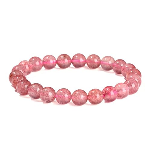 Handgefertigtes Stretch-Armband aus Edelsteinen, 8 mm, runde Perlen, 17,8 cm, Unisex (5A natürlicher Erdbeerkristall) von generic
