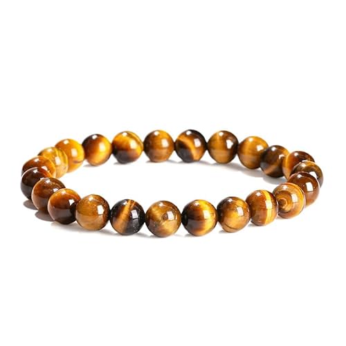 Handgefertigtes Stretch-Armband aus Edelsteinen, 8 mm, runde Perlen, 17,8 cm, Unisex (5A natürlicher gelber Tigerauge-Stein) von generic