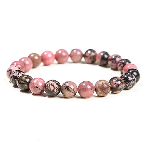Handgefertigtes Stretch-Armband aus Edelsteinen, 8 mm, runde Perlen, 17,8 cm, Unisex (Rubrik „natürliche schwarze Linie“) von generic