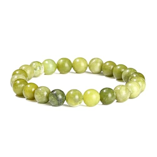Handgefertigtes Stretch-Armband aus Edelsteinen, 8 mm, runde Perlen, 17,8 cm, Unisex (natürliche helle Südjade) von generic