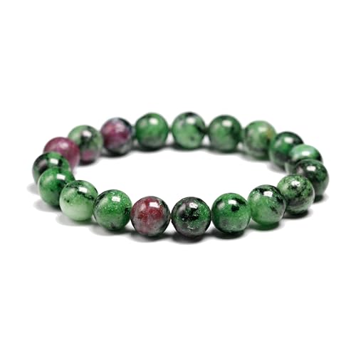 Handgefertigtes Stretch-Armband aus Edelsteinen, 8 mm, runde Perlen, 17,8 cm, Unisex (natürlicher Epidot) von generic