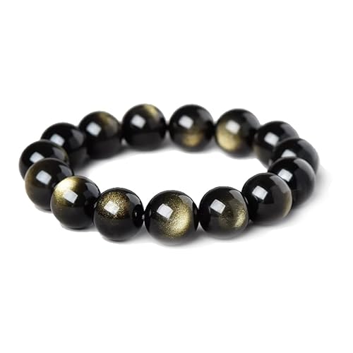 Handgefertigtes Stretch-Armband aus Edelsteinen, 8 mm, runde Perlen, 17,8 cm, Unisex (natürlicher Goldobsidian) von generic