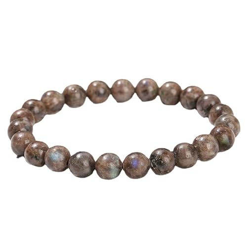 Handgefertigtes Stretch-Armband aus Edelsteinen, 8 mm, runde Perlen, 17,8 cm, Unisex (natürlicher Kaffee-Glitzerstein) von generic