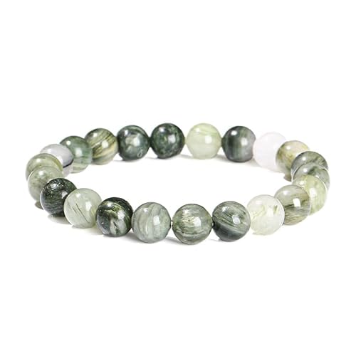 Handgefertigtes Stretch-Armband aus Edelsteinen, 8 mm, runde Perlen, 17,8 cm, Unisex (natürlicher grüner Amphibol) von generic