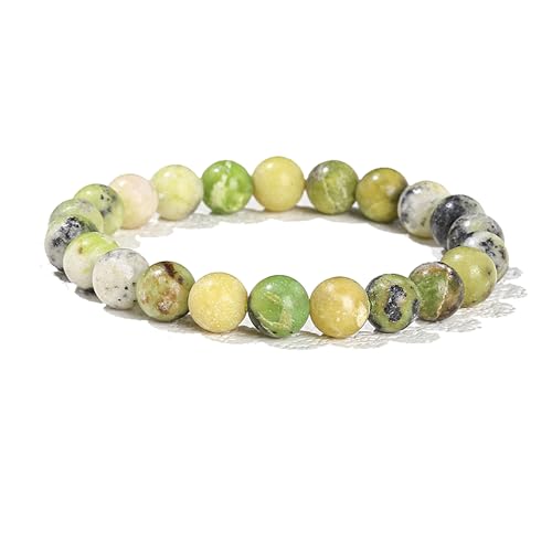 Handgefertigtes Stretch-Armband aus Edelsteinen, 8 mm, runde Perlen, 17,8 cm, Unisex (natürlicher grüner Opal) von generic
