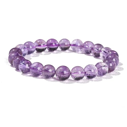 Handgefertigtes Stretch-Armband mit Edelsteinen, 8 mm, runde Perlen, 17,8 cm, Unisex (3A natürlicher Traum-Amethyst) von generic