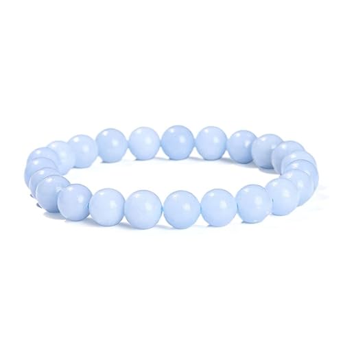 Handgefertigtes Stretch-Armband mit Edelsteinen, 8 mm, runde Perlen, 17,8 cm, Unisex (5A, natürlicher Engelstein) von generic