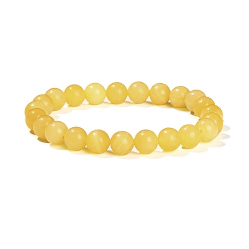 Handgefertigtes Stretch-Armband mit Edelsteinen, 8 mm, runde Perlen, 17,8 cm, Unisex (5A natürlicher Reistopas) von generic