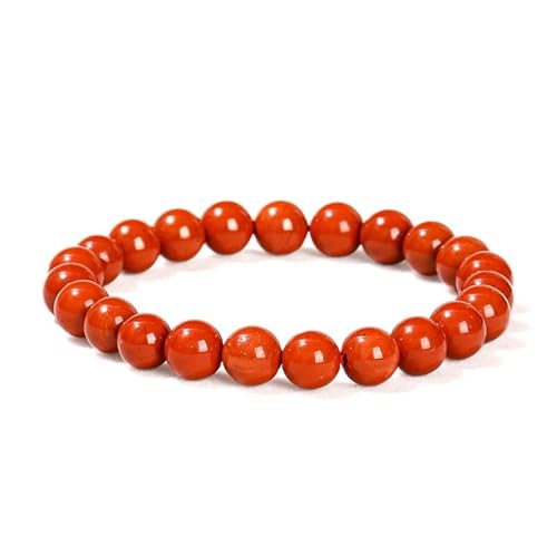 Handgefertigtes Stretch-Armband mit Edelsteinen, 8 mm, runde Perlen, 17,8 cm, Unisex (5A natürlicher roter Stein) von generic