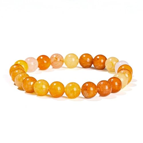 Handgefertigtes Stretch-Armband mit Edelsteinen, 8 mm, runde Perlen, 17,8 cm, Unisex (natürlicher Huang Dongling) von generic