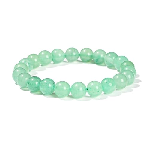 Handgefertigtes Stretch-Armband mit Edelsteinen, 8 mm, runde Perlen, 17,8 cm, Unisex (natürliches grünes Dongling) von generic