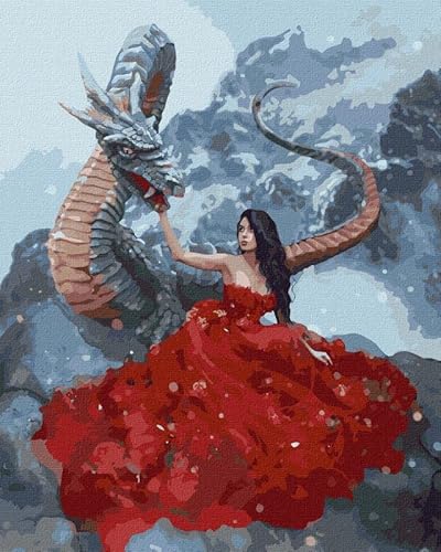 IDEYKA Malen nach Zahlen Eine mystische Begegnung. Chervona_vorona_Fotografie 40x50 mit Holzrahmen Komplettset Feiertagsgeschenke DIY Acrylmalerei von generic