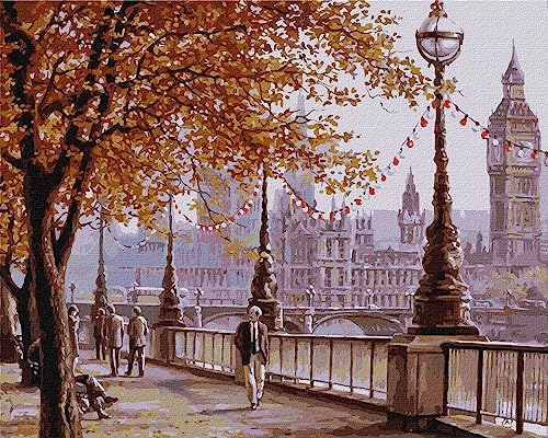IDEYKA Malen nach Zahlen Herbstliches London Sergiy Lobach 40x50 Landschaft mit Holzrahmen IDEYKA Malen nach Zahlen Herbstliches London Sergiy Lobach 40x50 Landschaft mit Holzrahmen von generic