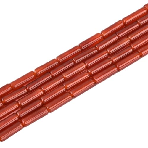 Karneol-Röhrenzylinder, 4 x 13 mm, Naturstein, Halbedelstein, lose Perlen, 38,1 cm (28–30 Stück) von generic