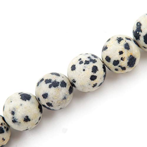 Matte Perlen aus natürlichen Edelsteinen zur Schmuckherstellung, Verkauf pro Beutel, 5 Stränge im Inneren (matte Dalmatiner, 6 mm) von generic