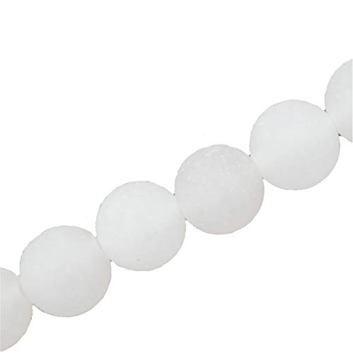 Matte Perlen aus natürlichen Edelsteinen zur Schmuckherstellung, Verkauf pro Beutel, 5 Stränge im Inneren (matte weiße Jade, 8 mm) von generic