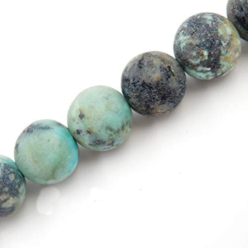 Matte Perlen aus natürlichen Edelsteinen zur Schmuckherstellung, Verkauf pro Beutel, 5 Stränge im Inneren (mattes afrikanisches Türkis, 8 mm) von generic