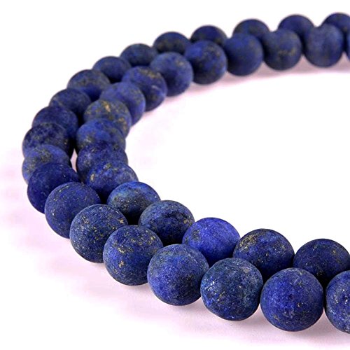 Natürliche Edelstein-Lose-Perlen, matt, ca. 39,4 cm, DIY-Armband-Halskette zur Schmuckherstellung (8 mm, matter Lapislazuli) von generic