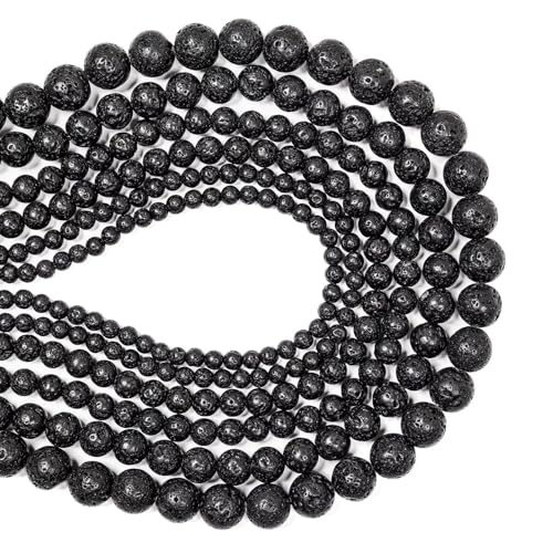 Natürliche Edelsteinperlen zur Schmuckherstellung, Verkauf pro Beutel, 5 Stränge im Inneren, Schwarze Lava, 4 mm von generic