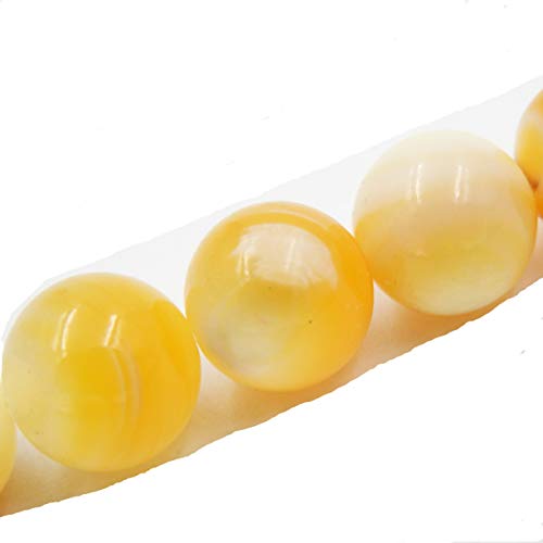 Natürliche Edelsteinperlen zur Schmuckherstellung, Verkauf pro Beutel, 5 Stränge im Inneren, gelbe MOP-Muschelperlen, 10 mm von generic