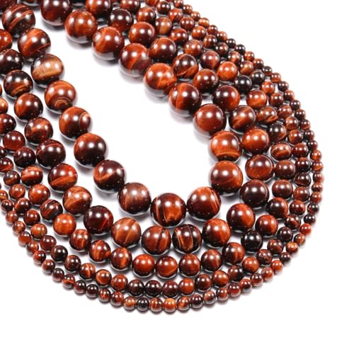 Natürliche Edelsteinperlen zur Schmuckherstellung, Verkauf pro Beutel, 5 Stränge im Inneren, roter Tigeraugenstein, 6 mm von generic