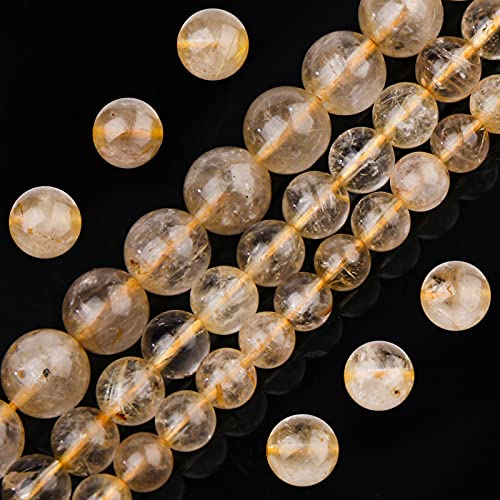Natürliche Kristallperlen, goldener Rutilquarz, 6 mm, poliert, runde, glatte Edelsteinperlen zur Schmuckherstellung für Erwachsene, 15 Zoll (goldener Rutilquarz, 6 mm) von generic