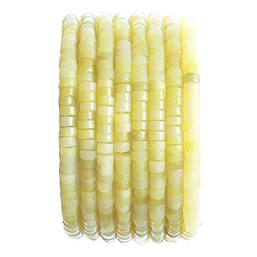 Natürliche Zitronen-Jade-Stein-Abstandshalterperlen, 4 x 2 mm, 38 cm/Strang, flach, rund, lose Halbedelsteinkappen zur Herstellung von Armbändern und Halsketten von generic