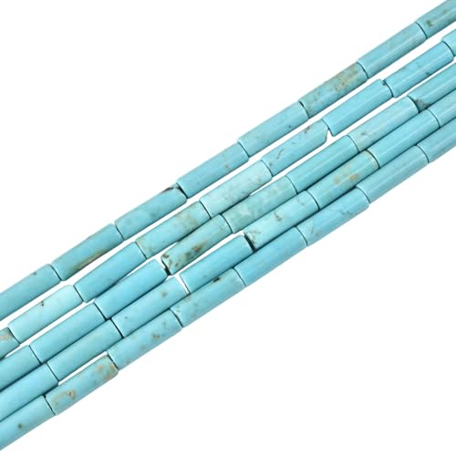 Natürliche blaue Türkis-Röhrenperlen, 13 x 4 mm, Säulenstein, Zylinder, Edelstein, lose Perlen zur Schmuckherstellung, Strang 15 Zoll (28–29 Stück) von generic