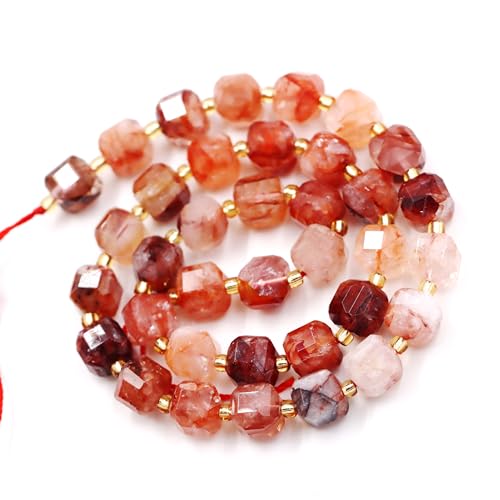 Natürliche facettierte Steinperlen zur Schmuckherstellung, verkauft pro Beutel, 5 Stränge im Würfel, Sakura-Karneol, 8 mm von generic